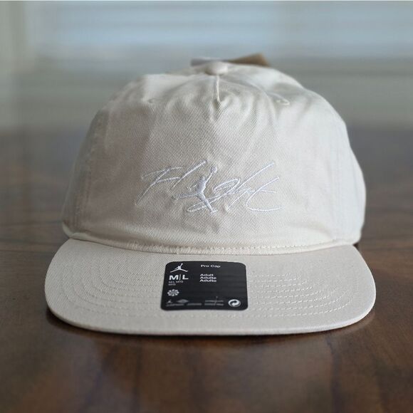Nike Air Jordan Hat Flight Pro Strap 5-Panel Beige White Adjustable Cap Medium M - Picture 2 of 12